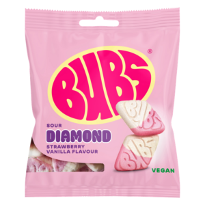 Bubs – Strawberry & Vanilla Sour Diamonds (155g)